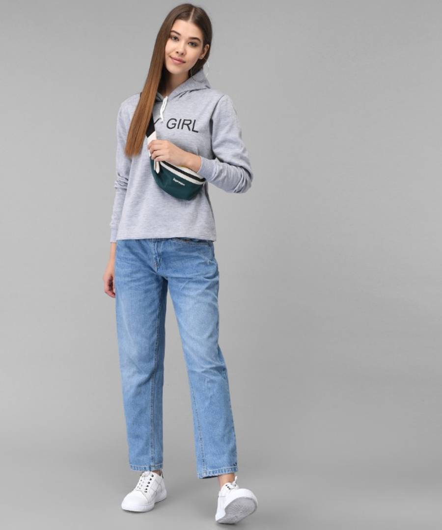 Grey Baby Girl Print Sweat Shirt