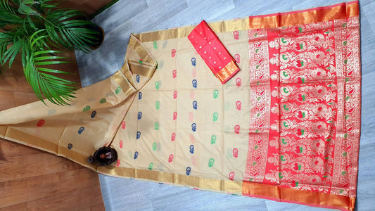 Trendy Chanderi Cotton Silk Jacquard Saree With Running Cotton Silk Blouse Piece