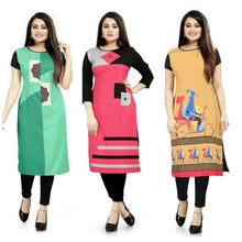 Load image into Gallery viewer, Stylist Printed American Crepe Kurtis (Pack Of 3)