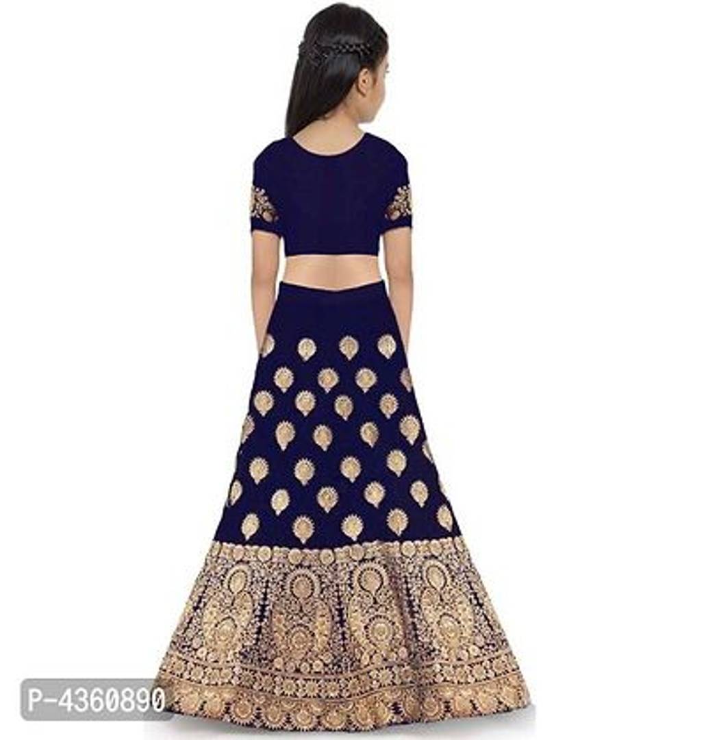 Elite Blue Embroidered Satin Lehenga Cholis For Girls
