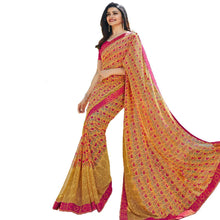 Load image into Gallery viewer, Women&#39;s Georgette Printed Lace Work Saree With Blouse Piece