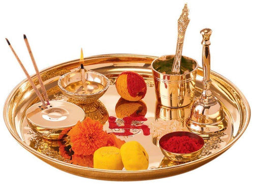 Brass Puja Thali  Set With Religious Spiritual item For Puja