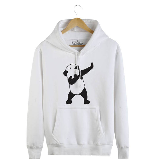 Men's White Cotton Printed Long Sleeves Regular Hoodies