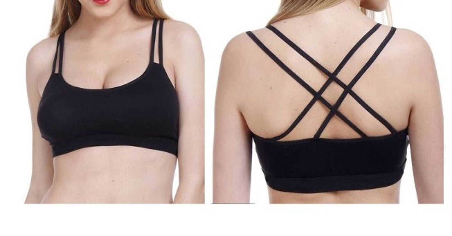 Fancy Sports Bra With Cross Back, For Gym/Yoga/Dance