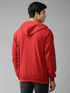 Stylish Polycotton Fleece Red Solid Hoodies Sweatshirt For Men