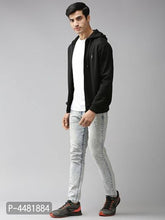 Load image into Gallery viewer, Stylish Polycotton Fleece Black Solid Hoodies Sweatshirt For Men