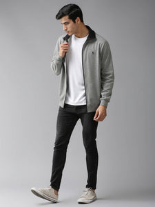 Stylish Polycotton Fleece Solid Grey Long Sleeves Sweatshirt For Men