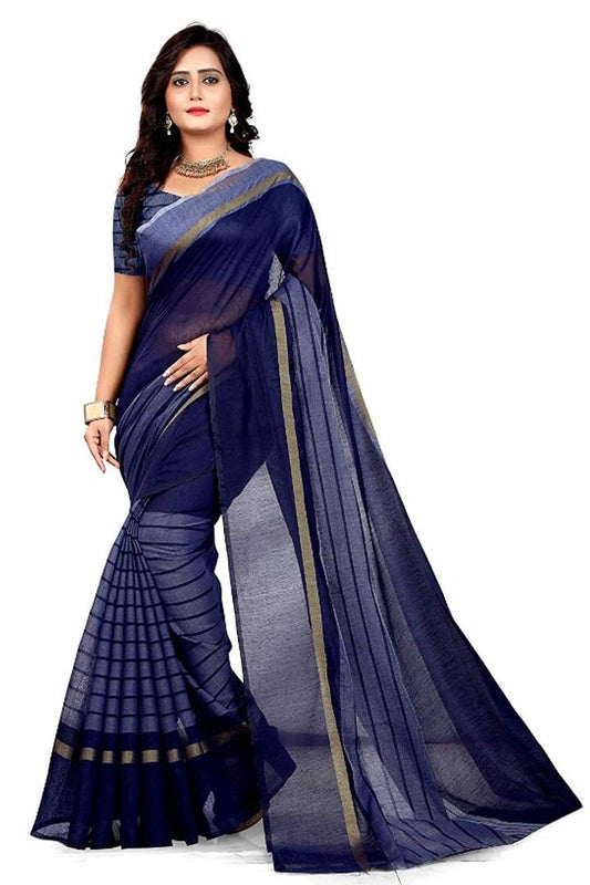 Women's Beautiful Chanderi Cotton Saree with Blouse piece