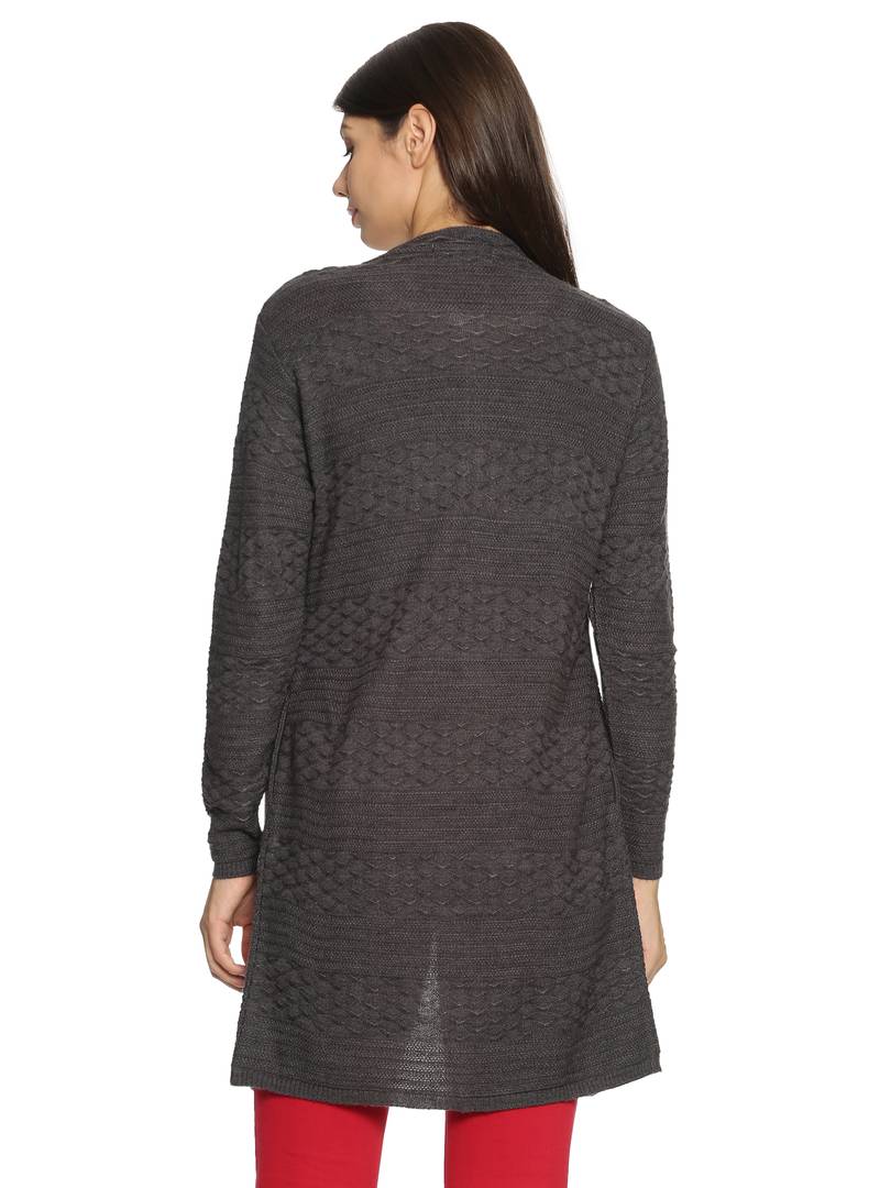 Women's Round Neck Acrylic Blend Full Sleeve Outer Long Buttoned with 2 Pockets Casual Sweater Cardigan