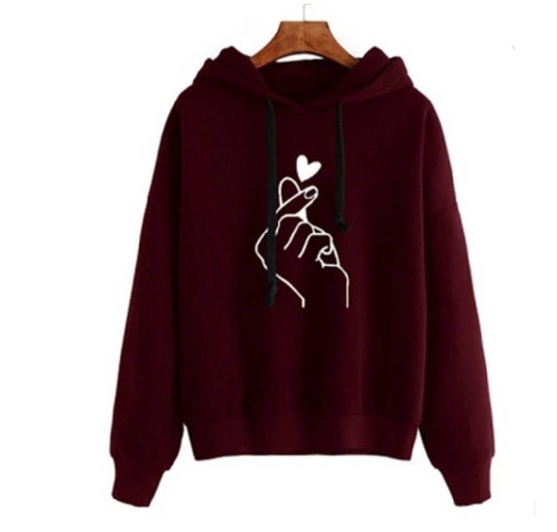 Elite Maroon Fleece Printed Sweatshirts For Women