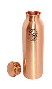 UNIQUE Export Quality, Joint Free, Leak Proof, Pure & Electrified Handmade 650 ml Plain Copper Bottle :: Yoga Water Bottle for Ayurvedic Benefits