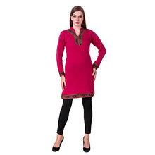 Load image into Gallery viewer, KIBA RETAIL Winter Collection Solid Women&#39;s KURTI New Stylish Designer Neck Chinese Collar Style Winter Wear, Party Wear, Designer Casual Wear Woolen Kurtis so soft ,Thin &amp; Also Warm (Color-Pink) &amp; Size-L