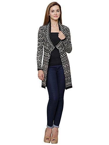 MansiCollections Monochrome Long Cardigan for Women