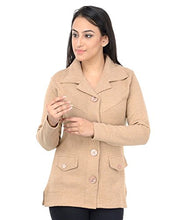Load image into Gallery viewer, Pilot&#39;s Full Sleeve Coat Styled Women&#39;s High Quality Long Woolen Cardigan with Belt (WW041--L, Beige, Large)