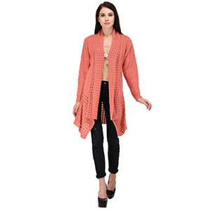 eWools Women's Woolen Winter Wear Cardigan Shrug (Cherry Pink, XL)