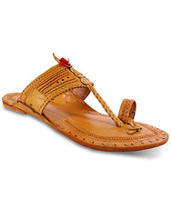 Load image into Gallery viewer, Unique Sports Men&#39;s Golden Leather Kolhapuri Chappal - 7