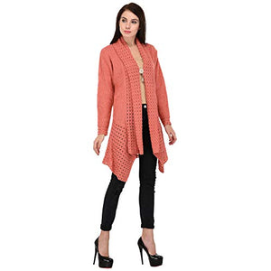 eWools Women's Woolen Winter Wear Cardigan Shrug (Cherry Pink, XL)