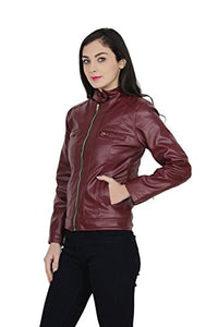 Girls Shopping Leather Full Sleeve Casual Brown Jacket for Women | Girls - (Size - Medium)
