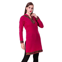 Load image into Gallery viewer, KIBA RETAIL Winter Collection Solid Women&#39;s KURTI New Stylish Designer Neck Chinese Collar Style Winter Wear, Party Wear, Designer Casual Wear Woolen Kurtis so soft ,Thin &amp; Also Warm (Color-Pink) &amp; Size-L