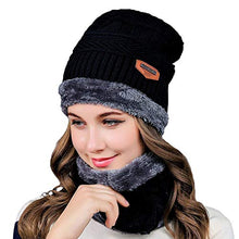 Load image into Gallery viewer, Fashcart black cap and scarf with grey border for men and women