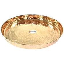 Load image into Gallery viewer, Prisha India Craft Traditional Dinner Set Dinnerware 100% Pure Copperware Thali Set Diameter 12&quot; (1 Thali, 1 Spoons,1Fork, 1 Tumblers, 4 Serving Bowls)