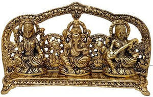 RCI Handicrafts Laxmi Ganesh Saraswati Idol Gold Plated Showpiece Statute Gift (Gold, lgsgld)