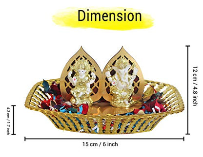 Golden Basket Combo Pack Gold Plated Lakshmi Ganesha Idol for Diwali (Diwali Gift for Friend, Family,Corporate Employees )