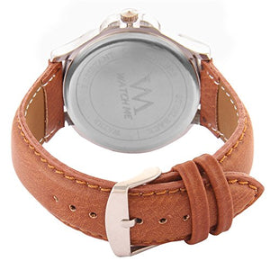 Watch Me White Dial Brown Leather Strap Day Date Men's Watch