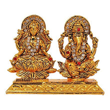 Load image into Gallery viewer, Vinocha&#39;s Brass 24 K Gold Plated with Stones Lord Laxmi Ganesha Statue
