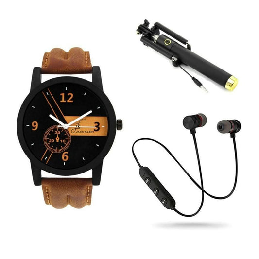 Men's Watch, Selfie stick And Wireless Bluetooth Earphone