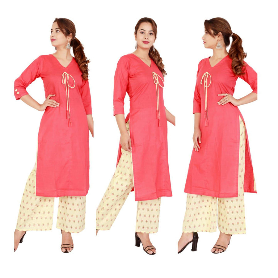 Attractive Cambric Cotton Dori Work Palazzo Suit