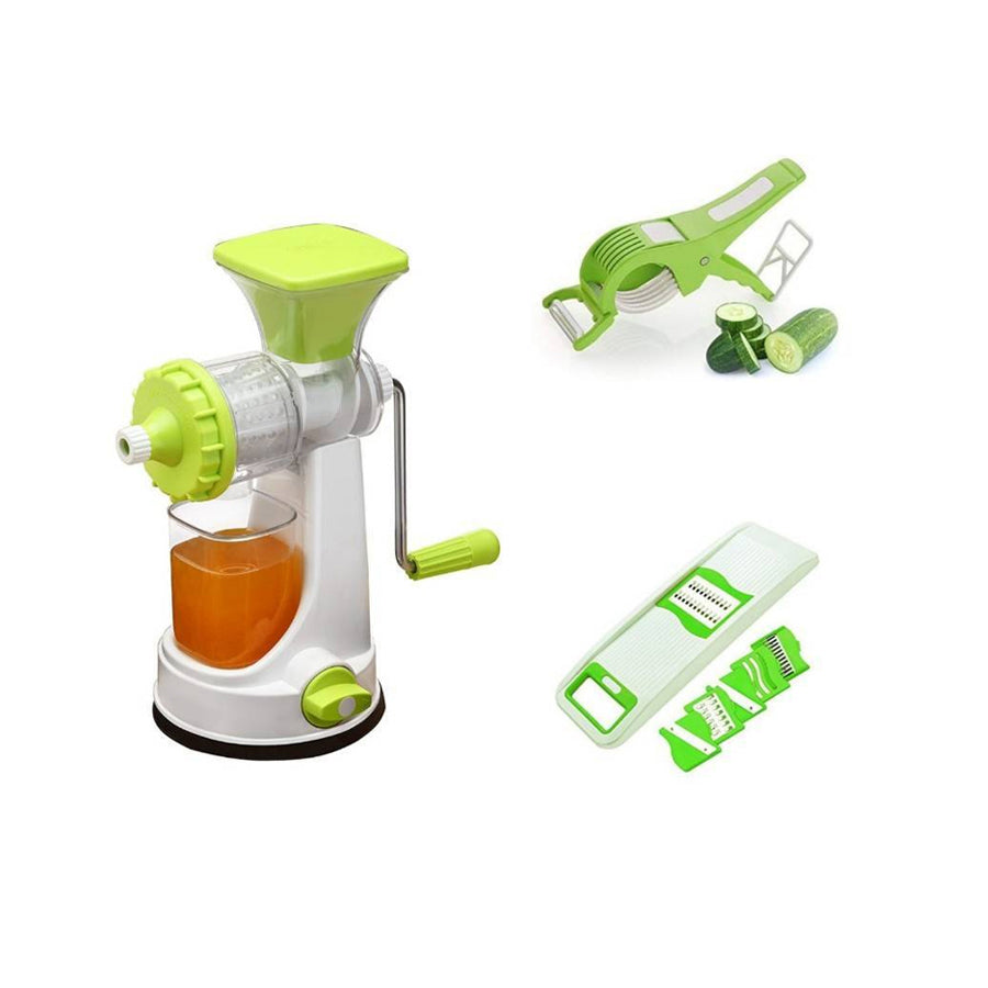 Super Kitchen Combo Of Manual Juicer and 6 In 1 Slicer With Free Multi Cutter Peeler