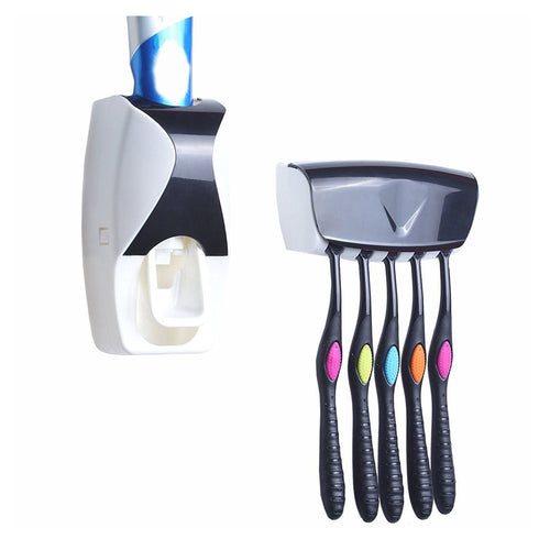Wall Mounted Toothpaste Dispenser with Toothbrush Holder