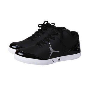 Men's white printed synthetic casual shoes- Black