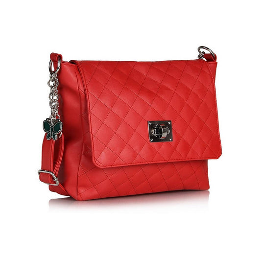 Butterflies Red Solid Handbag Combo