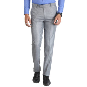 Men's Light Grey Slim Fit Formal Trouser